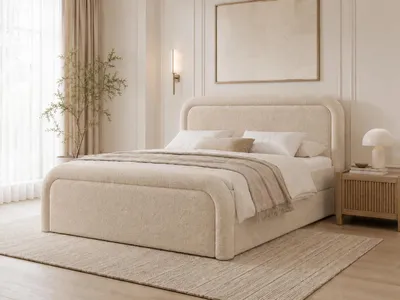 Produktbild von Emlar Boxspringbett Dream 140x200 - Komplett-Set mit Matratze und Topper - Polsterbett mit Bettkästen - Bouclé-Stoff - Boxspringbett Beige (Quelle 02)