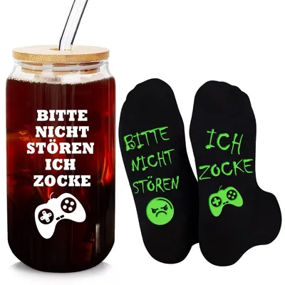 Immagine prodotto di Set regalo divertente per giocatori, con calzini e bicchiere