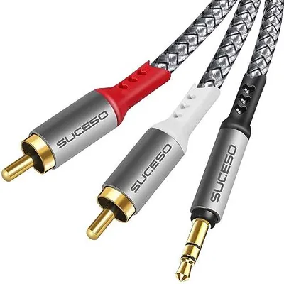 Produktbild von Cinch auf Klinke Kabel 3,5mm Klinke auf 2 Chinch RCA Stecker 3.5mm Stereo Chinch Audio Kabel für HiFi-Systeme Lautsprecher MP3-Player TV PC Handy Heimkino Tablet Verstärker Soundbar usw - 2m