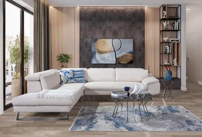 Produktbild von Weißes Eck-Polstersofa L-Form Sofas Wohnzimmer Moderne Wohnlandschaften