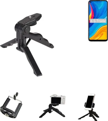 Produktbild von K-S-Trade Stativ Tisch-Ständer Dreibein Handy-Stativ Ständer kompatibel mit Huawei Enjoy 10 Mini-Stativ Smartphone Tripod Handy-Stativ aus Plastik