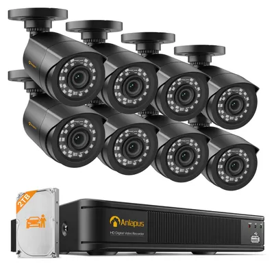 Produktbild von Anlapus 8CH 1080P Überwachungskamera Set H.265+ 1080P DVR Rekorder 2TB HDD