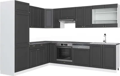 Zdjęcie produktu dla Kogoszczona kuchnia Vicco Fame-Line Antracyt złoto/Biały 287 x 227 cm, BP Antracyt, Model 42483