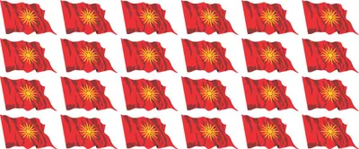 Produktbild von Mini Aufkleber Set - Pack wehend - 33x20mm - selbstklebender Sticker - Mazedonien - Flagge / Banner / Standarte fürs Auto, Büro, zu Hause und die Schule - 24 Stück