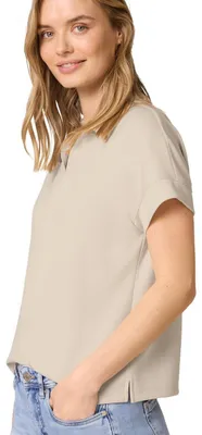 Immagine prodotto di Camicetta polo a maniche corte Street One, con dettaglio a coste, color beige chiaro, taglia 36
