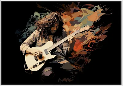 Produktbild von Wallario Wandbild Gitarrensolo, Größe: 70,30 x 100,30 cm, Poster mit weißem Kunststoffrahmen