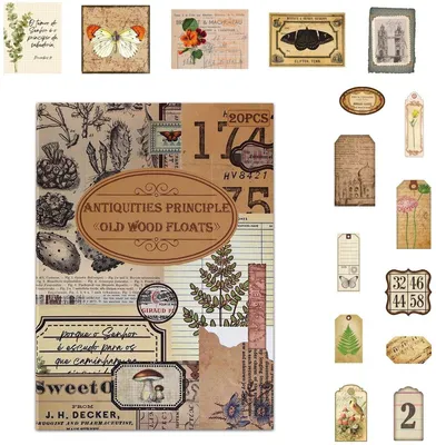 Produktbild von Vintage Kunst Scrapbook Sticker Set 120 Stück – Journaling Sticker