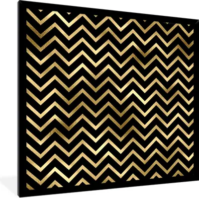 Produktbild von MuchoWow® Gerahmtes Poster Muster - Linie - Gold 40x40 cm - Poster mit Schwarzem Bilderrahmen Wandposter Rahmen Foto Bilder - Mit Rahmen - Wanddekoration Schlafzimmer