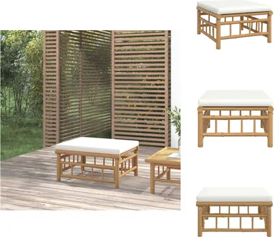 Produktbild von vidaXL Gartenhocker mit Cremeweißem Kissen Bambus -  Gartensofaelemente