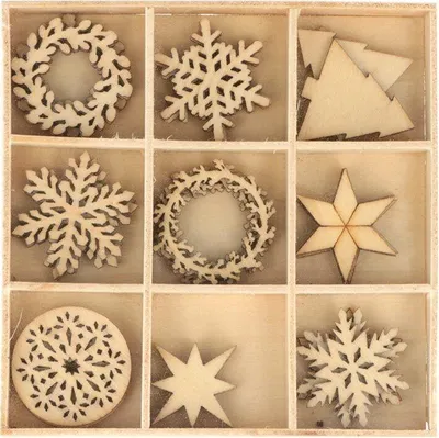 Produktbild von 27 Mini-Holzdekorationen - Frohe Weihnachten