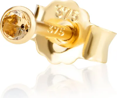 Produktbild von Einzel 2,0mm 375 Gelb Gold 9 K Ohrstecker Zirkon Champagne Butterfly Verschluss