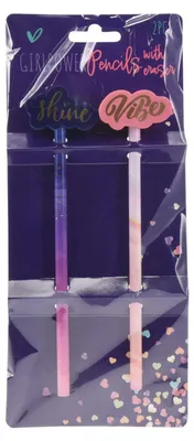 Image de Crayons d'école gris rose violet, 2 pièces