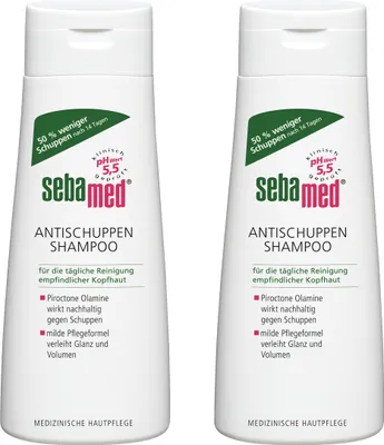 Image de Shampooing antipelliculaire Sebamed avec formule de soin douce 200 ml pack de 2
