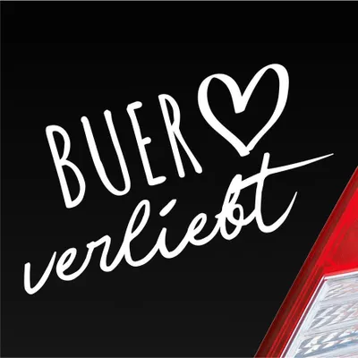 Produktbild von Auto Aufkleber Buer verliebt Herz Stadt Heimat Liebe Car 19x10 cm Weiss Matt Sticker Heckscheibenaufkleber