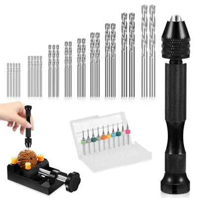 Obrázek produktu pro Mini sada ručních vrtáků, 37 dílů, precizní vrtáky 0,3–3,0 mm, pro modelářství