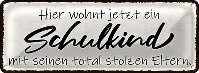 Produktbild von Blechschild Spruch 27x10cm hier wohnt jetzt Schulkind mit Dekoration