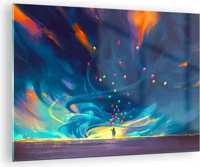 Produktbild von Bilder auf glas - Abstraktion Ballon - 70x50cm - Glasbilder - Wandbilder - Kunstdruck - zum Aufhängen bereit - Wanddekoration aus Glas - Glas Bilder - Wandbild auf Glas - Einteilig - GAA70x50-3714