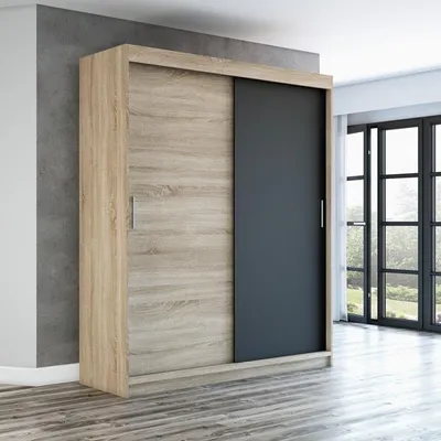 Produktbild von Schwebetürenschrank, 2-türig Schrank! Moderne Garderobe für Kleidung. Verschiedene Farben (Weiß, Schwarz, Somona) Kleiderschrank PAX 180 cm