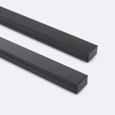 Produktbild von Aluminiumprofil Aufbau für LED Streifen bis 20 mm Schwarz 2 m Schwarz transluzent