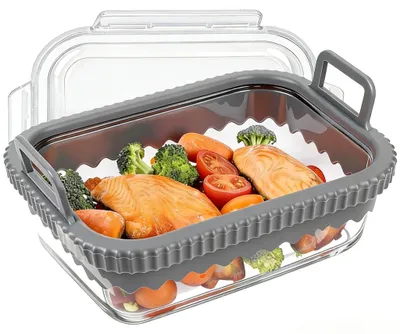 Image de Bol en verre borosilicaté résistant à la chaleur du four, compatible avec les friteuses à air, avec couvercle