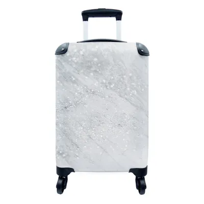 Produktbild von MuchoWow® Koffer Handgepäck Trolley Rollkoffer Kleine Reisekoffer mit 4 Rollen - Marmor - Glitter - Grau - Cabin Size < 55x40x23 cm & 55x40x20 cm - Fotokoffer - Kabinenkoffer - Boardgepäck - Reise-Box - Reisekoffer - Reisegepäck - Koffer mit Bild - Trolley für Kinder
