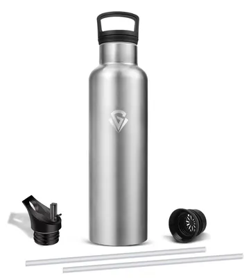 Image de Bouteille d'eau en acier inoxydable Mujigaga, 750 ml, adaptée aux boissons gazeuses, sans BPA, isotherme, pour boissons froides et chaudes, étanche