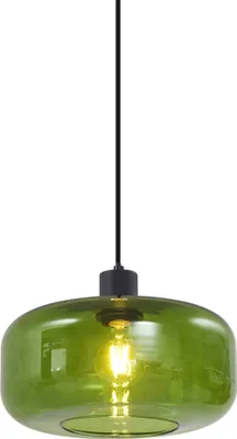 Zdjęcie produktu dla QAZQA – Retro Retro lampa wisząca I Lampa wisząca I Lampa wisząca I Lampa wisząca I Lampa wisząca I Lampa I Lampa czarna z zielonym szkłem – Bizle I Salon I Sypialnia – Okrągła – Pasuje do żarówek LED E27