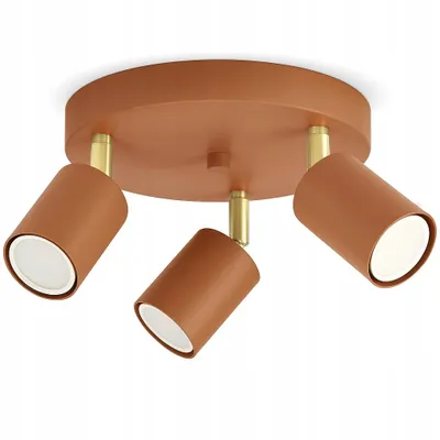 Zdjęcie produktu dla Luxolar – metalowa lampa sufitowa LED z regulacją nachylenia, 3-punktowa – lampa wisząca w kolorze terakoty czerwono-pomarańczowym, GU10 15 W – lampa sufitowa do salonu, czerwono-pomarańczowa