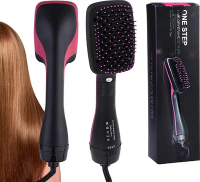 Produktbild von 2-in-1 Heißluftbürste, Trocken- und Nasshaarbürste, Multifunktionaler Locken- und Glätteföhn, Pink