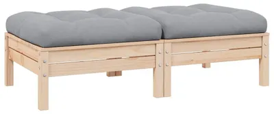 Image de vidaXL Canapé de jardin 2 places avec coussins en pin massif gris