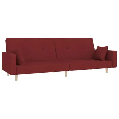 Produktbild von vidaXL Schlafsofa 2-Sitzer mit 2 Kissen Weinrot Stoff