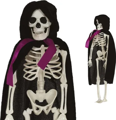 Immagine prodotto di Scheletro appeso Figura Decorazione di Halloween Scena spaventosa Fantasma Decorazione inquietante Accenti viola 43 cm, Colore: Bianco