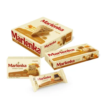 Immagine prodotto di MARLENKA® Piccolo prodotto mix miele - Torta al miele con noci (800 g), palline al miele (235 g), snack al miele (50 g) e crostatina al miele con noci (100 g)