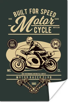 Produktbild von MuchoWow® Poster Mancave - Motorrad - Rennen - Vintage 80x120 cm - Papierdruck
