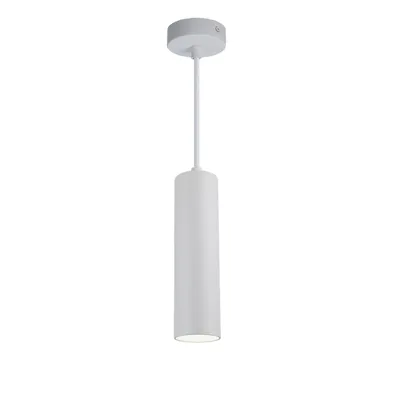 Zdjęcie produktu dla Nowoczesna, minimalistyczna lampa wisząca sufitowa wykonana z białego aluminium w formie tuby o długości 20 cm z oprawką GU10, z regulacją wysokości
