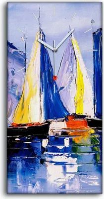 Produktbild von Dekor Leinwand Uhr Wandbilder Geräuschlos Kunstdruck 30x60 Wasser segel Boot - weiße Hände