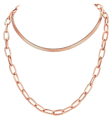 Produktbild von Dailygoody – Flache, geflochtene Ketten – Für Damen und Mädchen – Verstellbar und hypoallergen – Silber/Gold/Roségold – Choker- und Papierclip-Ketten – Stilvoll