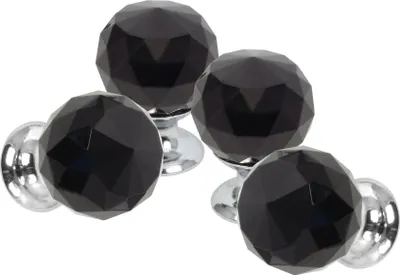 Produktbild von Domino Elegante Crystal Palace Möbelknopf 40mm in Chrom & Schwarz |Kristallknöpfe,  Robustes Glas-Design |Möbelknöpfe | Glamouröser Stil | Perfekt für Schränke und Kommoden| 4 Stück