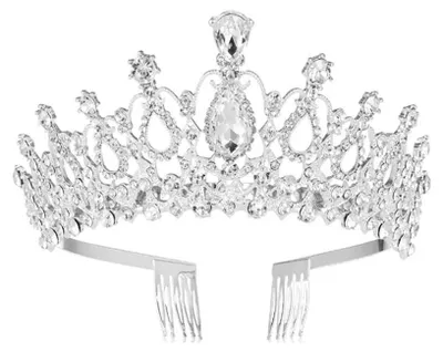 Produktbild von Brautschmuck im Barockstil - Strass-Krone - Diadem - Haarschmuck - Brautjungfer - Haarklammer - Wunderschön und elegant