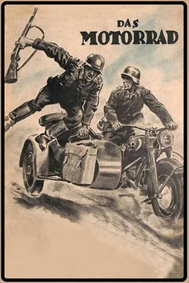 Produktbild von vianmo Holzschild 30x20 cm Motorrad Soldaten