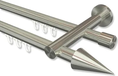 Produktbild von Interdeco Innenlaufstange, Gardinenstange mit Innenlauf Edelstahl-Optik Modell Platon Savio, 20 mm Ø 2-läufig, 540 cm (geteilt)