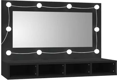 Image de vidaXL Armoire de toilette avec LED noir 90x31,5x62 cm