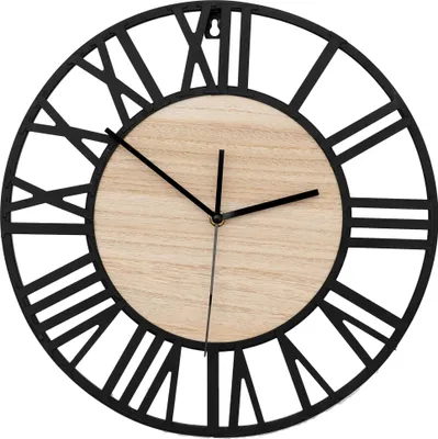 Obrázek produktu pro Nástěnné Hodiny Loft Kulaté 35 Cm Kovové / Dřevěné Mc70902