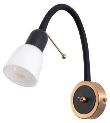 Produktbild von ARTE LAMP Wandlampe Innen in Schwarz mit weißem Lampenschirm, elegante Wandleuchte innen und integrierte Leselampe – stilvolle Ergänzung für Flur, Schlafzimmer oder Wohnräume