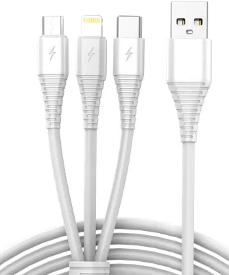 Produktbild von USB 3in1 Micro-USB, USB-C, Lightning-Kabel 1 m weiß