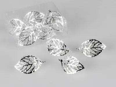 Produktbild von Streudeko Blatt, Blätter 4x2cm silber mit Kristallglas 6 Stück in Box Formano