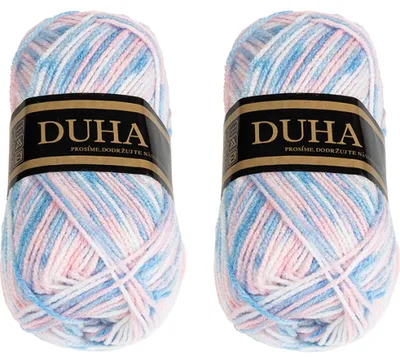 Produktbild von SET 2pcs - Garn DUHA - 50g / 150 m - Weiß, Blau, Rosa