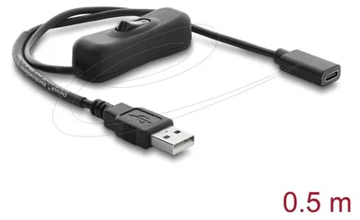 Produktbild von DeLOCK 81658, 0,5 m, USB A, USB C, Schwarz