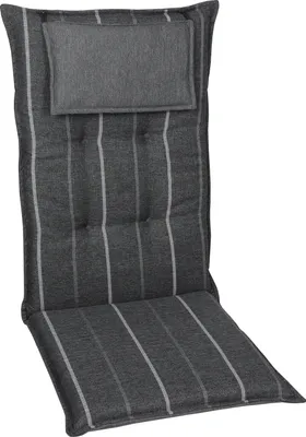 A high chair cushion with a headrest, displayed on a white background.