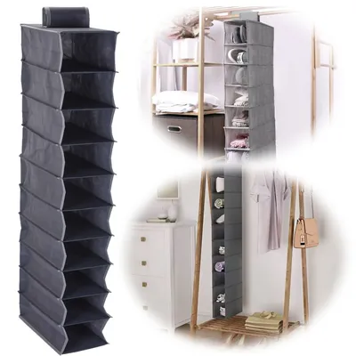 Produktbild von LS-LebenStil Hänge-Organizer 10 Fächer Hängeregal Schuhregal 120x15x30cm Hängeaufbewahrung Utensilo Schuhorganizer faltbar Kleiderschrank-Organizer